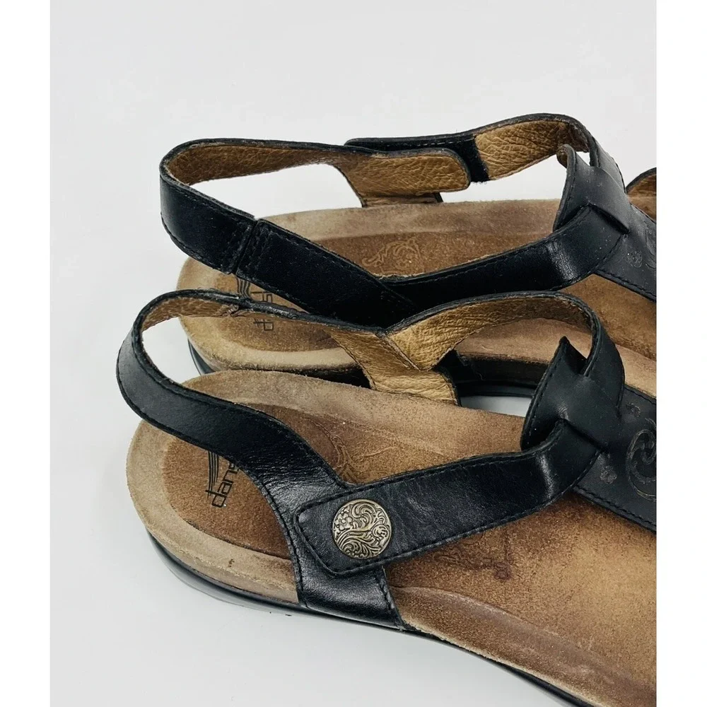 Dansko Pasha Black Tooled Leather Strappy Comfort Sandals Shoes EU 42 US 11